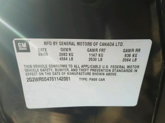 2G2WR554761142081 - 2006 PONTIAC GRAND PRIX BLACK photo 10
