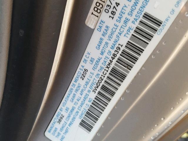 3VWDD21C1XM448391 - 1999 VOLKSWAGEN NEW BEETLE 银色 照片 10