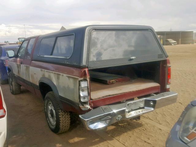 1B7GG23Y6NS600041 - 1992 DODGE DAKOTA MAROON photo 3