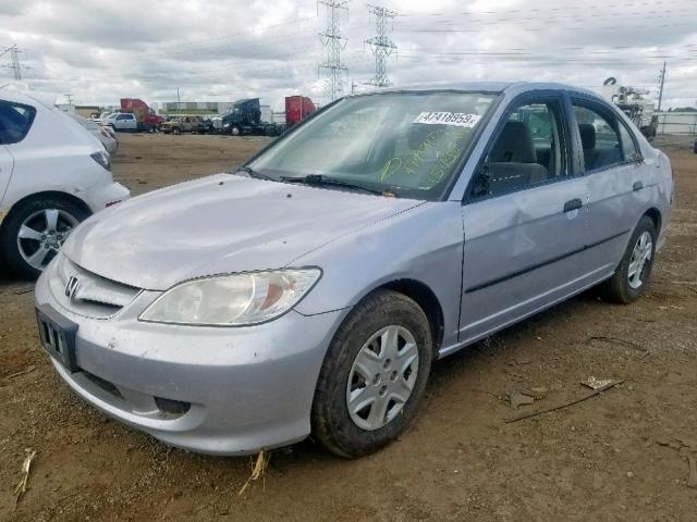 1HGES16444L010438 - 2004 HONDA CIVIC DX SILVER photo 2