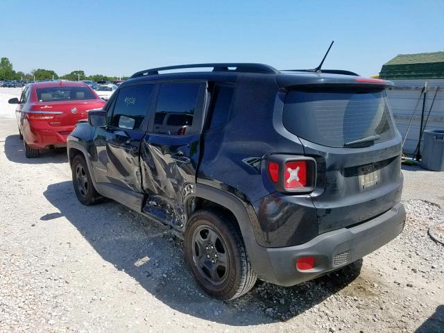 ZACCJAAT5GPD20590 - 2016 JEEP RENEGADE S BLACK photo 3