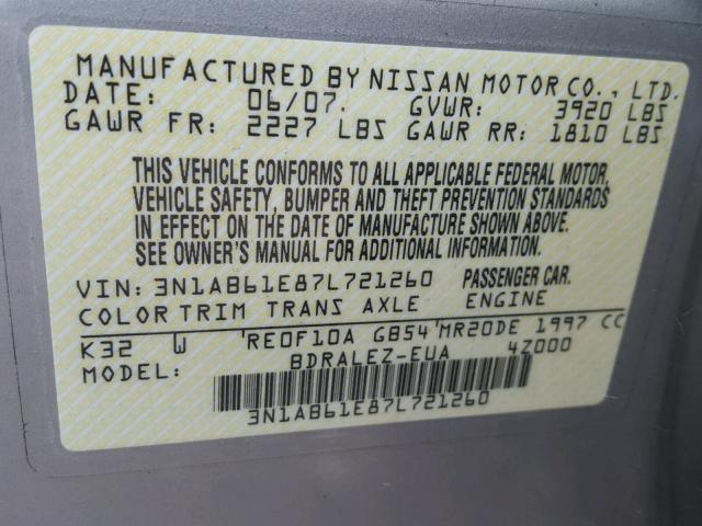 3N1AB61E87L721260 - 2007 NISSAN SENTRA 2.0 BEIGE photo 10