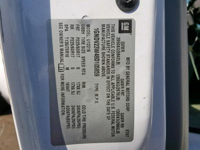 1GNDV23W48D105859 - 2008 CHEVROLET UPLANDER L 白色 照片 10