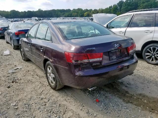 5NPEU46F96H038285 - 2006 HYUNDAI SONATA GLS MAROON photo 3