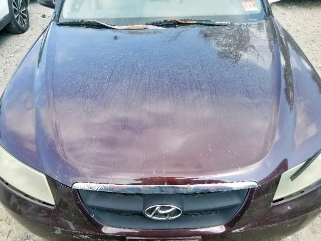 5NPEU46F96H038285 - 2006 HYUNDAI SONATA GLS MAROON photo 7