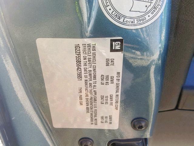 1G2ZF55B564279951 - 2006 PONTIAC G6 SE GRAY photo 10