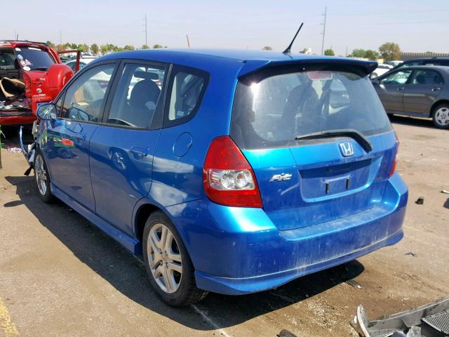 JHMGD38668S015923 - 2008 HONDA FIT SPORT BLUE photo 3