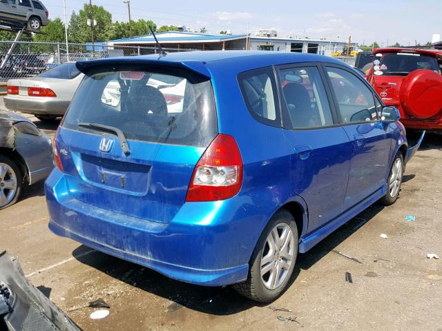 JHMGD38668S015923 - 2008 HONDA FIT SPORT BLUE photo 4