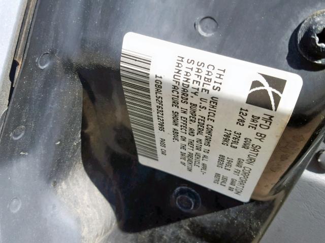 1G8AL52F63Z127095 - 2003 SATURN ION LEVEL GRAY photo 10