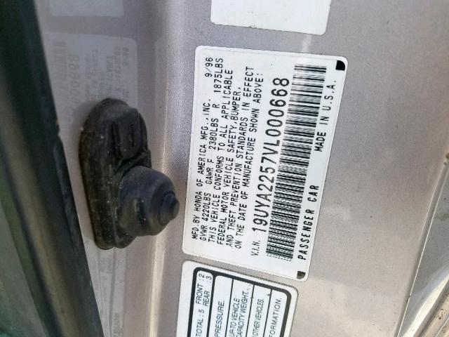 19UYA2257VL000668 - 1997 ACURA 3.0CL Silber Foto 10