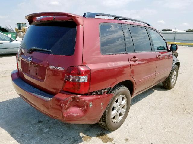 JTEHP21A370203164 - 2007 TOYOTA HIGHLANDER BURGUNDY photo 4