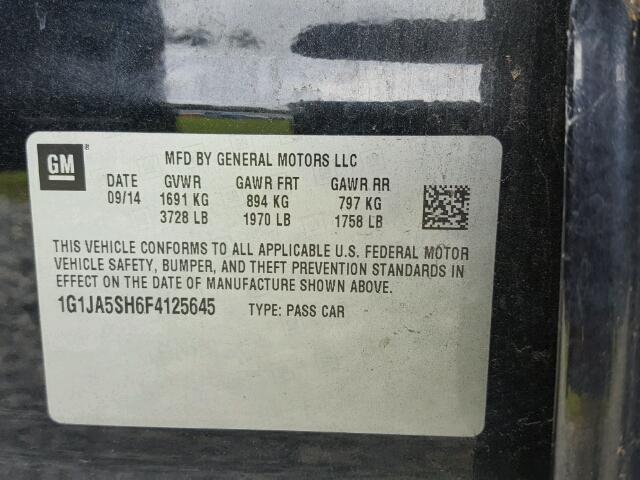 1G1JA5SH6F4125645 - 2015 CHEVROLET SONIC LS BLACK photo 10