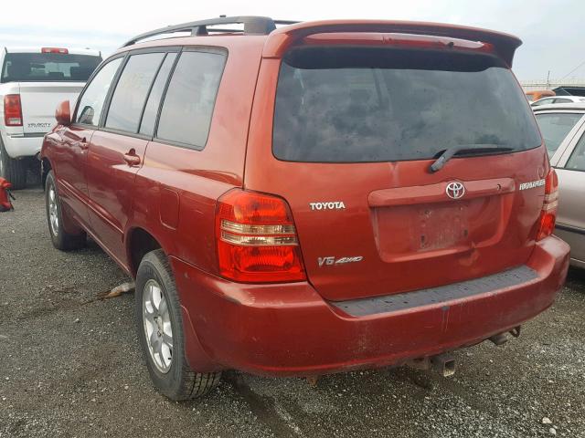 JTEHF21A720095319 - 2002 TOYOTA HIGHLANDER RED photo 3