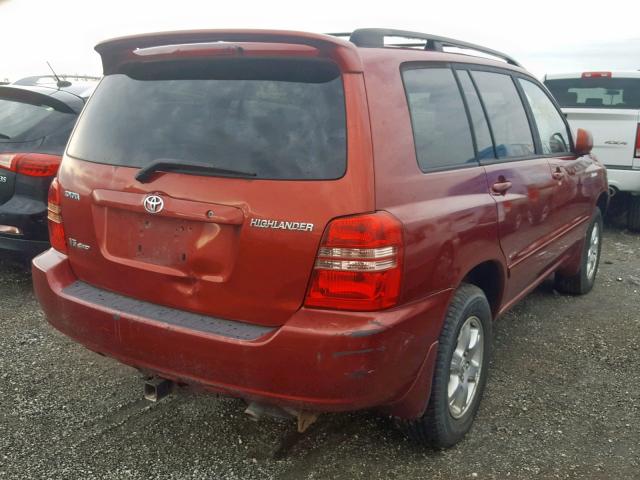 JTEHF21A720095319 - 2002 TOYOTA HIGHLANDER RED photo 4