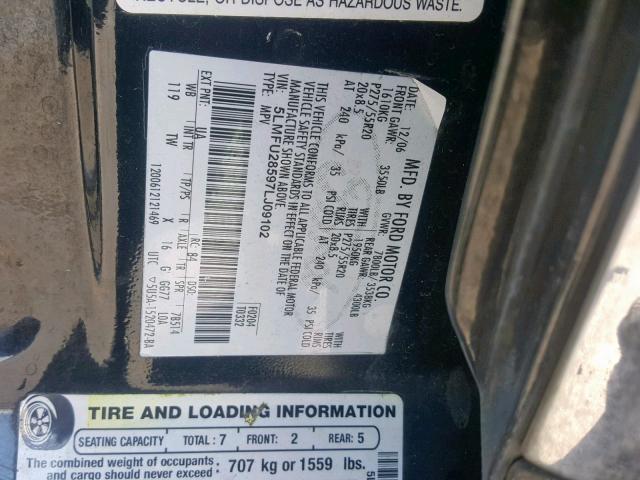 5LMFU28597LJ09102 - 2007 LINCOLN NAVIGATOR BLACK photo 10