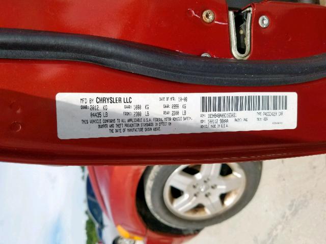 1B3HB48A09D163031 - 2009 DODGE CALIBER SX ORANGE photo 10