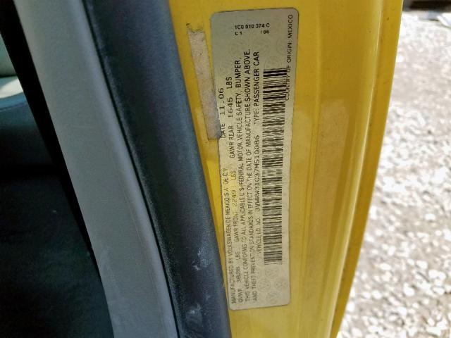 3VWRW31C37M510086 - 2007 VOLKSWAGEN NEW BEETLE ყვითელი ფოტო 10