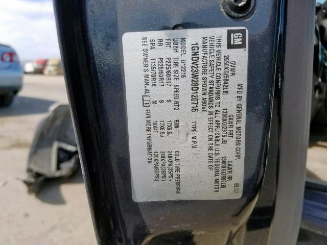 1GNDV23W28D120716 - 2008 CHEVROLET UPLANDER L CHARCOAL photo 10