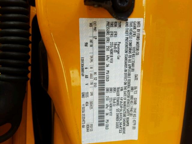 1FADP3L9XDL364722 - 2013 FORD FOCUS ST YELLOW photo 10