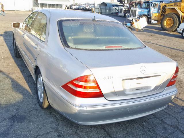 WDBNG70J32A295173 - 2002 MERCEDES-BENZ S 430 SILVER photo 3