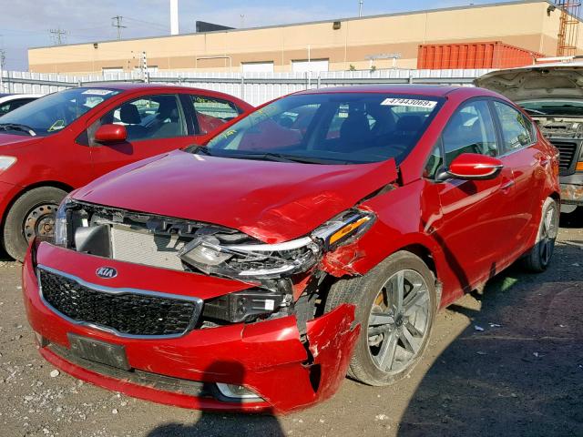 3KPFL4A83HE070222 - 2017 KIA FORTE EX RED photo 2