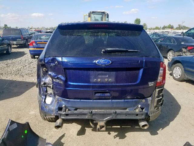 2FMDK4JC1BBB00763 - 2011 FORD EDGE SEL BLUE photo 9