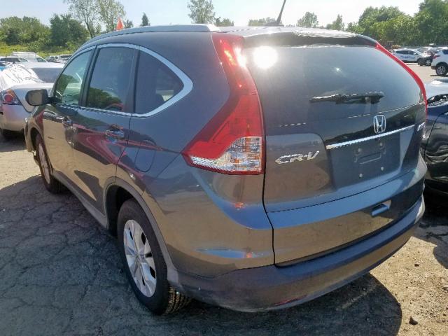 2HKRM4H71EH647778 - 2014 HONDA CR-V EXL GRAY photo 3