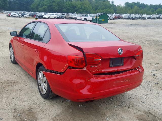 3VW2K7AJXEM393090 - 2014 VOLKSWAGEN JETTA BASE RED photo 3