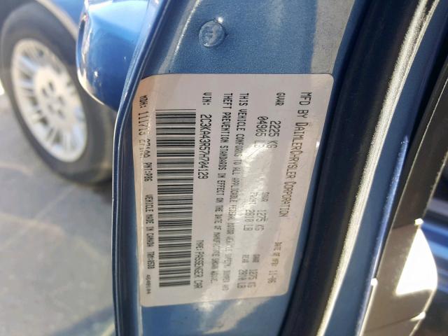 2C3KA43R57H704129 - 2007 CHRYSLER 300 BLUE photo 10