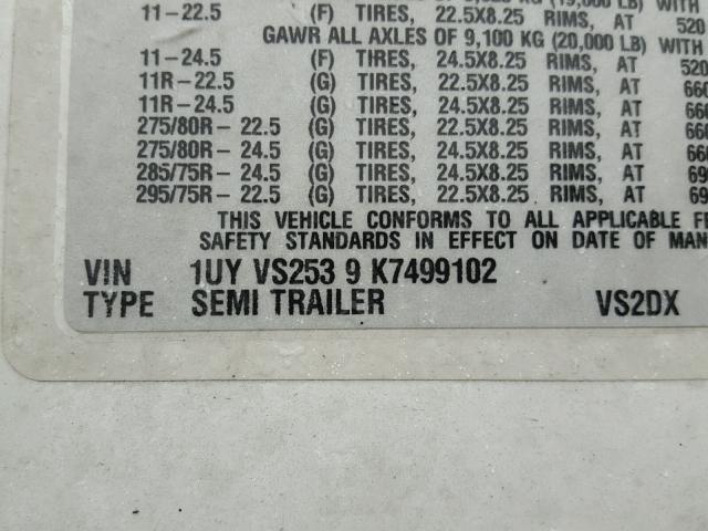 1UYVS2539K7499102 - 2019 UTILITY TRAILER WHITE photo 10