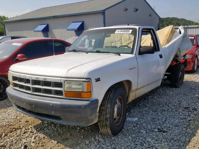 1B7GL26X8SS328411 - 1995 DODGE DAKOTA WHITE photo 2