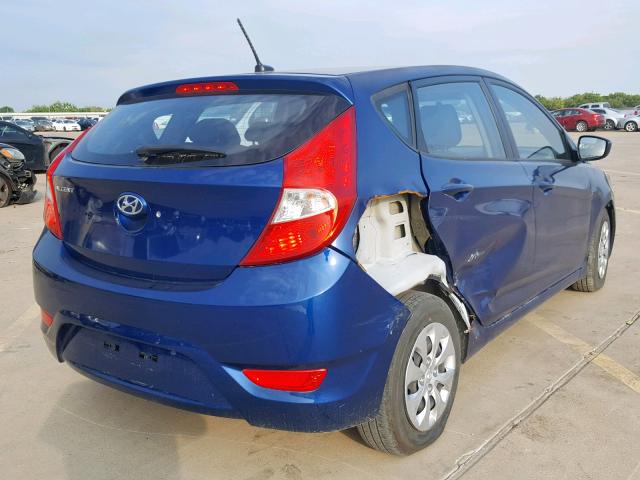 KMHCT5AE1GU270168 - 2016 HYUNDAI ACCENT SE BLUE photo 4