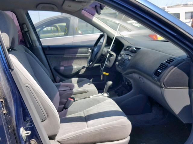 2HGES16674H599533 - 2004 HONDA CIVIC LX BLUE photo 5