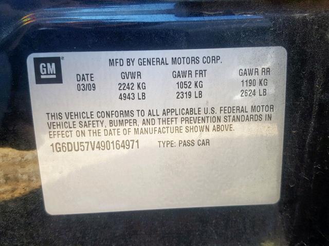 1G6DU57V490164971 - 2009 CADILLAC CTS HI FEA BLACK photo 10