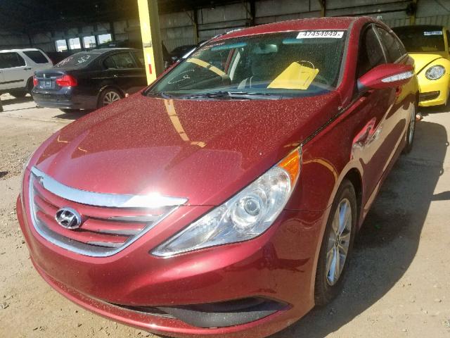 5NPEB4AC5EH878873 - 2014 HYUNDAI SONATA GLS RED photo 2