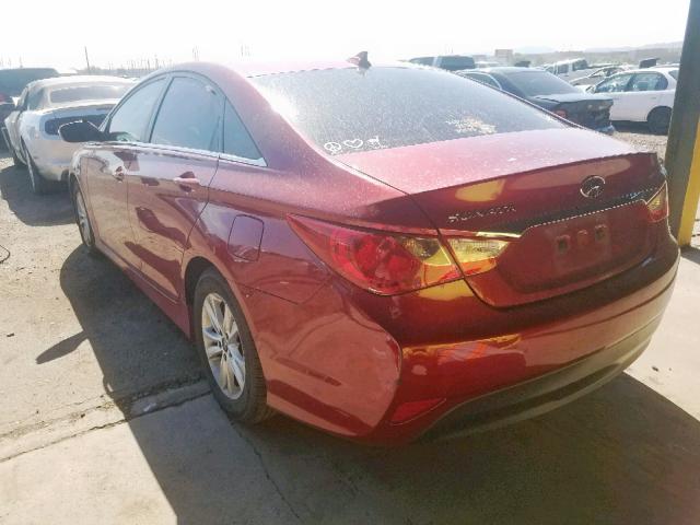 5NPEB4AC5EH878873 - 2014 HYUNDAI SONATA GLS RED photo 3