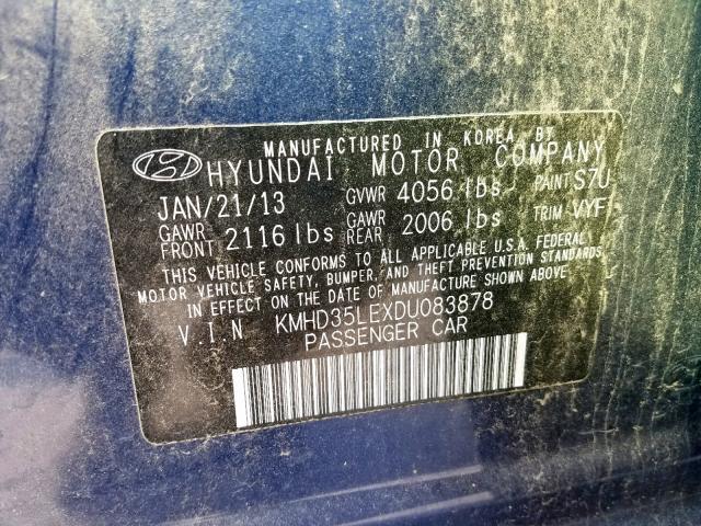 KMHD35LEXDU083878 - 2013 HYUNDAI ELANTRA GT BLUE photo 10