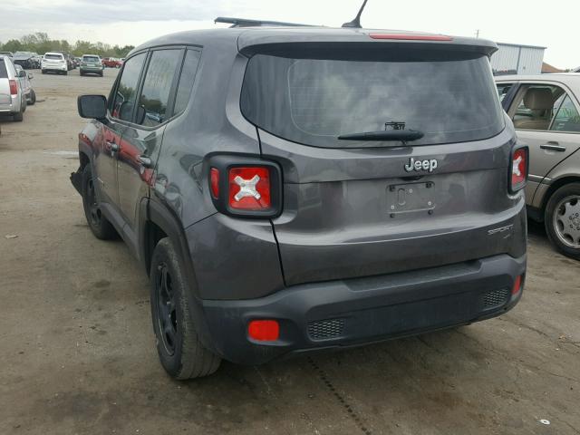 ZACCJAAT1GPD04404 - 2016 JEEP RENEGADE S GRAY photo 3