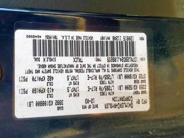 1D7KU28D24J189255 - 2004 DODGE RAM 2500 S Կապույտ լուսանկար 10