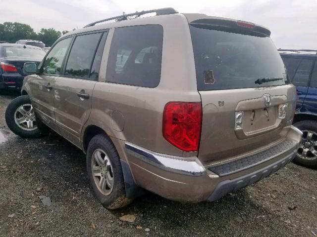 2HKYF18503H604162 - 2003 HONDA PILOT EXL GOLD photo 3