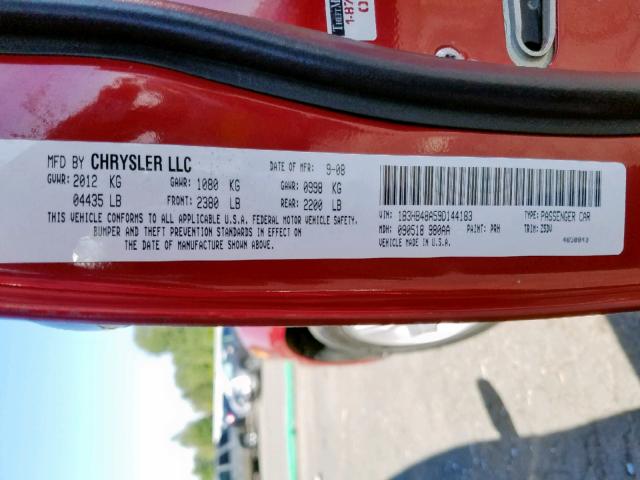 1B3HB48A59D144183 - 2009 DODGE CALIBER SX RED photo 10