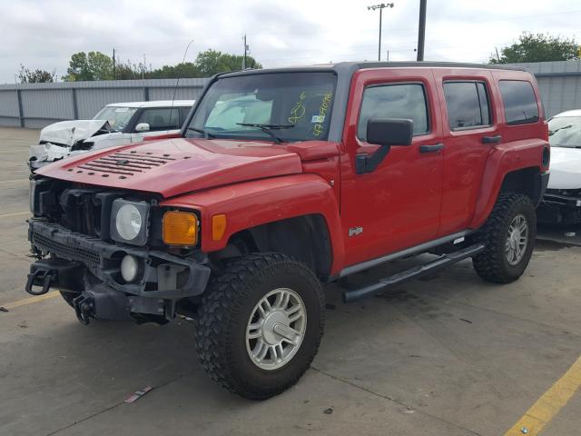 5GTDN13E878103574 - 2007 HUMMER H3 RED photo 2