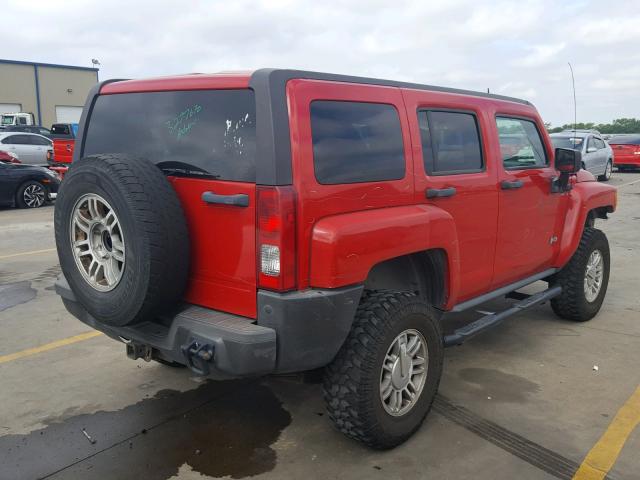 5GTDN13E878103574 - 2007 HUMMER H3 RED photo 4