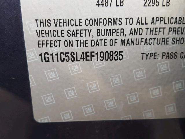 1G11C5SL4EF190835 - 2014 CHEVROLET MALIBU 1LT BLUE photo 10