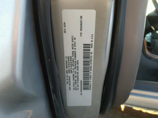 4S3BH625646305907 - 2004 SUBARU LEGACY L S SILVER photo 10