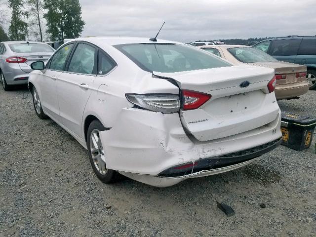 3FA6P0H73GR306830 - 2016 FORD FUSION SE WHITE photo 3