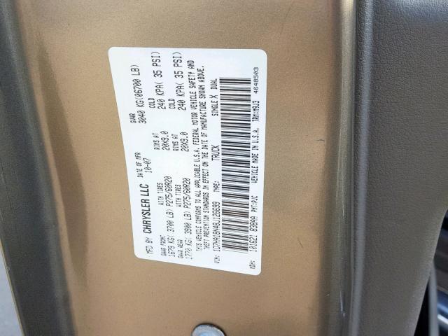 1D7HA18N48J126699 - 2008 DODGE RAM 1500 S GOLD photo 10