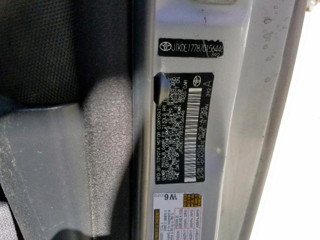 JTKDE177870156446 - 2007 TOYOTA SCION TC ვერცხლისფერი ფოტო 10