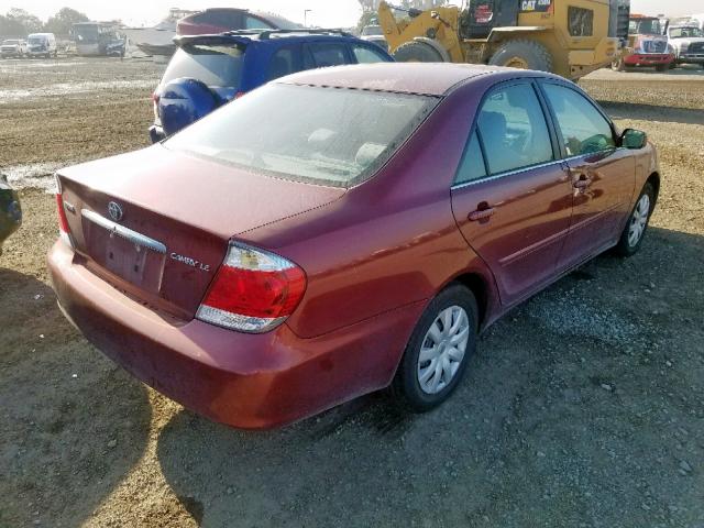 4T1BE32K66U121736 - 2006 TOYOTA CAMRY LE BURGUNDY photo 4