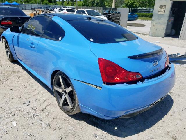 JNKCV64E48M129532 - 2008 INFINITI G37 BASE BLUE photo 3